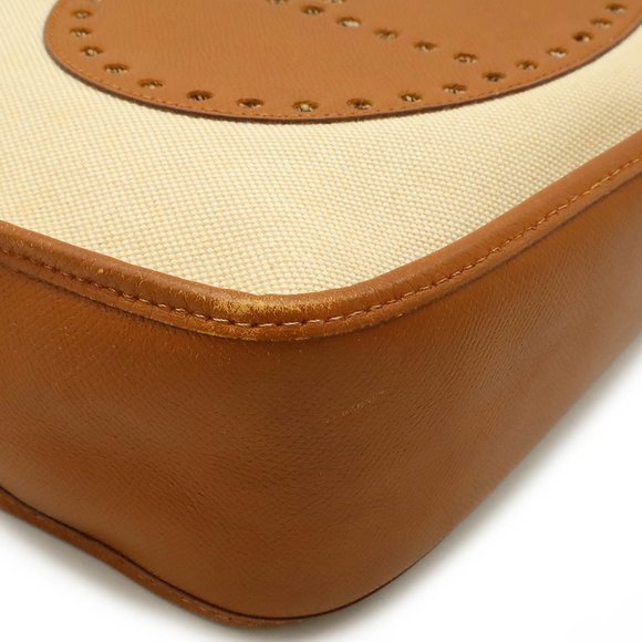 HERMES Evelyn I 1 PM Shoulder Bag Toile H Leather Light Brown Z Stamp - Picture 4 of 10